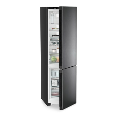 Combina frigorifica Liebherr CNbda 5723 Plus, NoFrost, EasyFresh, 60 cm, 371 l, EasyTwist-Ice, SuperCool, DuoCooling, Clasa A, BlackSteel